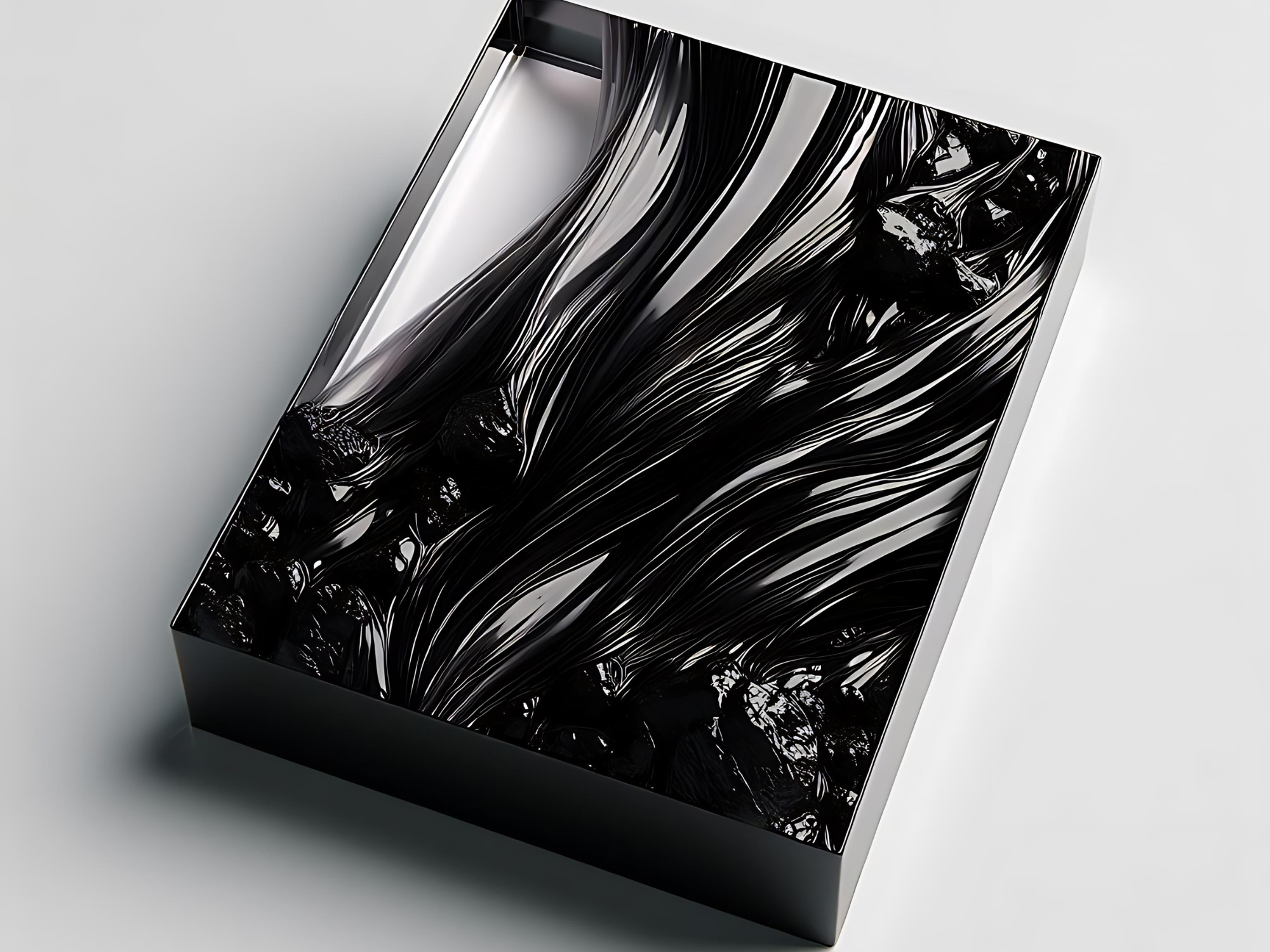Abstract image of a black, resinous substance, Himalayan Shilajit, in a petri dish, symbolizing the scientific research behind its health benefits.
