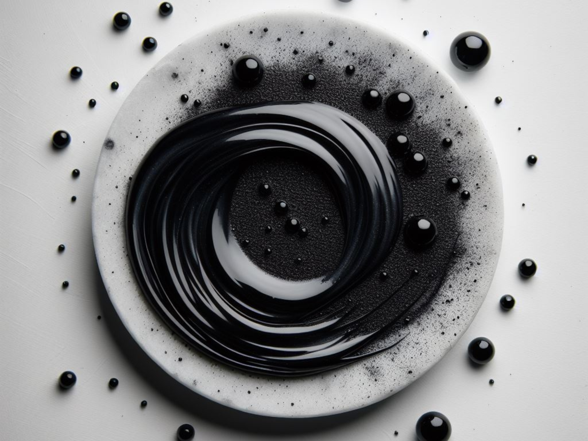 Close-up of raw Shilajit, a black, tar-like substance, highlighting its natural texture.