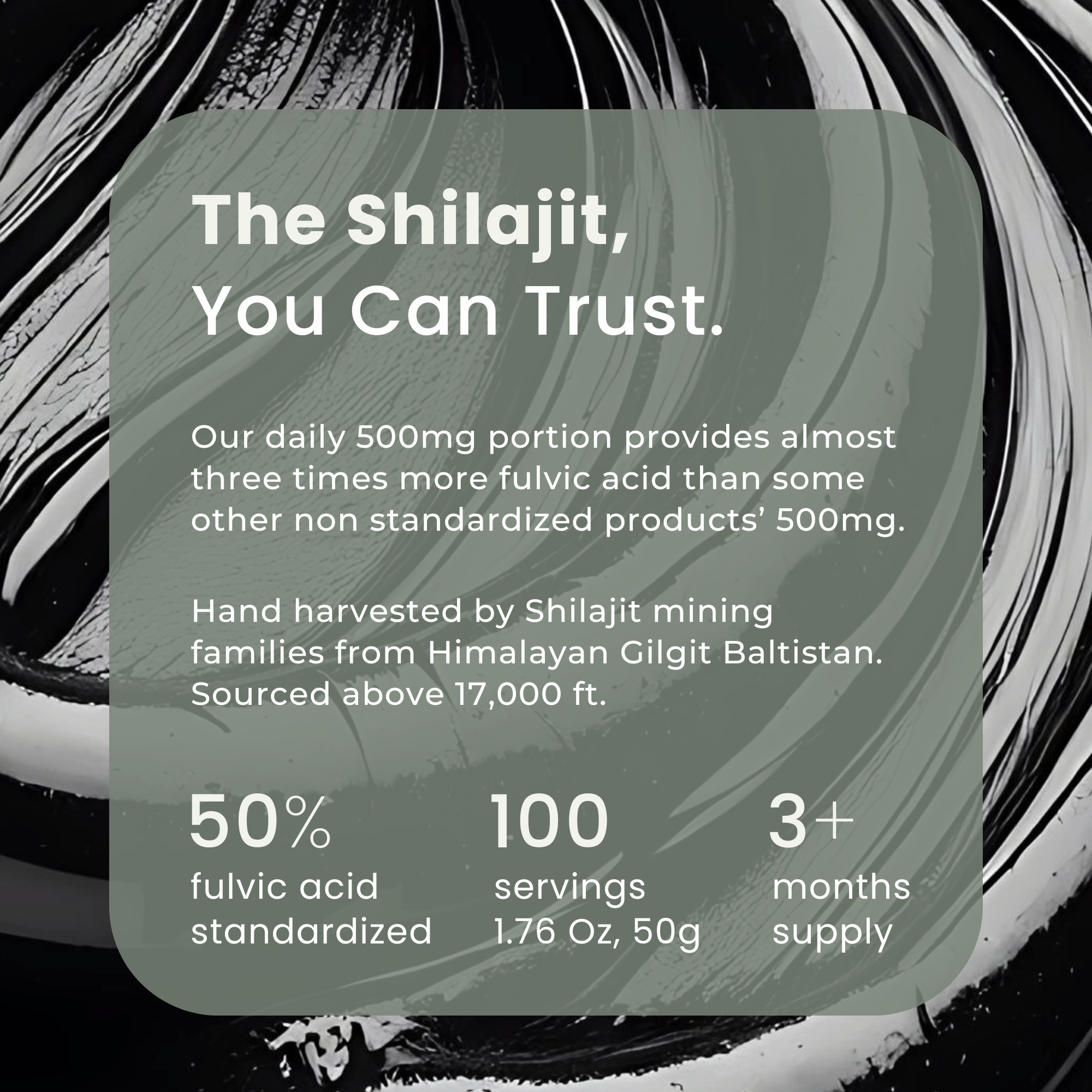 Zenbioni Himalayan Shilajit Resin, Organic, Gold Grade - The One Standardized & Lab Tested. Jar and box of Shilajit resin on white background.