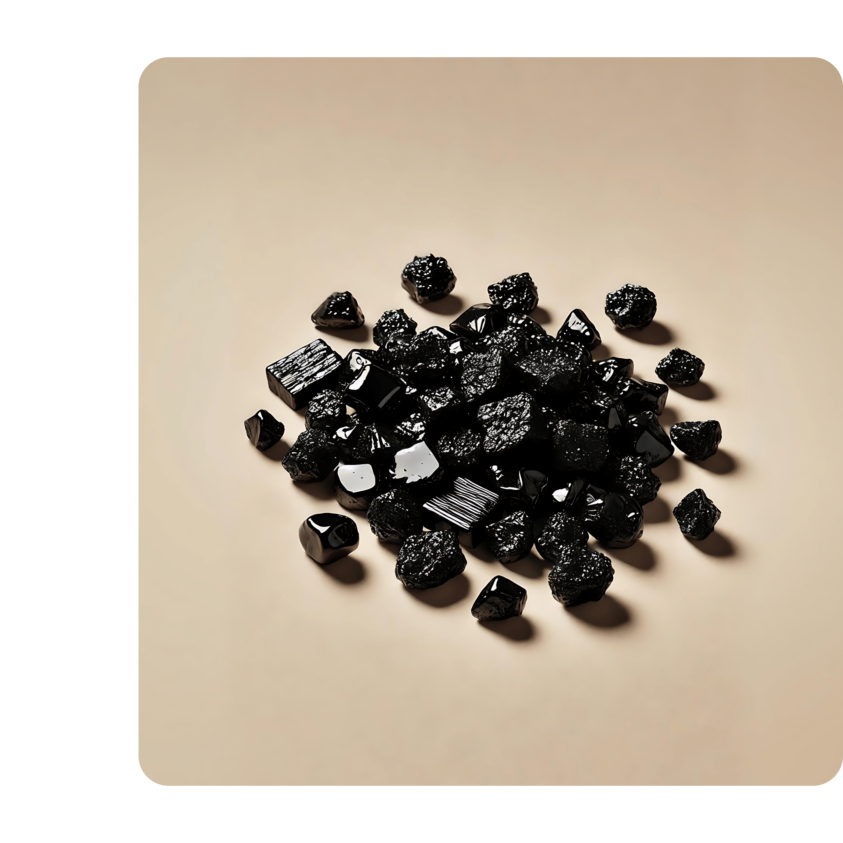 Zenbioni Shilajit - Raw Himalayan Source. Image of raw, unrefined Shilajit resin pieces, emphasizing authentic Himalayan origin and finest source.