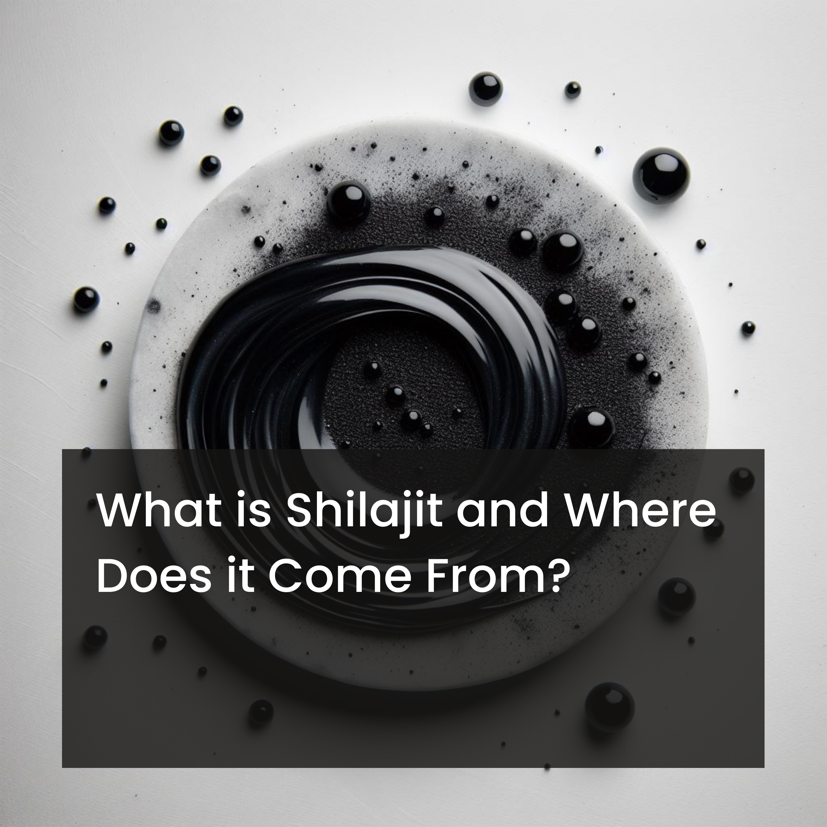 Close-up of raw Shilajit, a black, tar-like substance, highlighting its natural texture, representing the question "What is Shilajit and Where Does it Come From?"